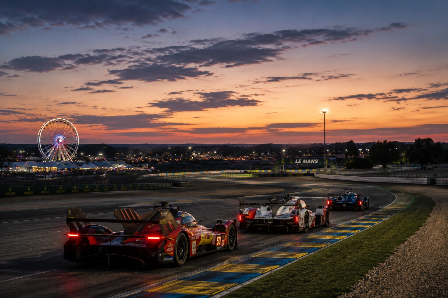 Abendstimmung bei den 24 Stunden von Le Mans