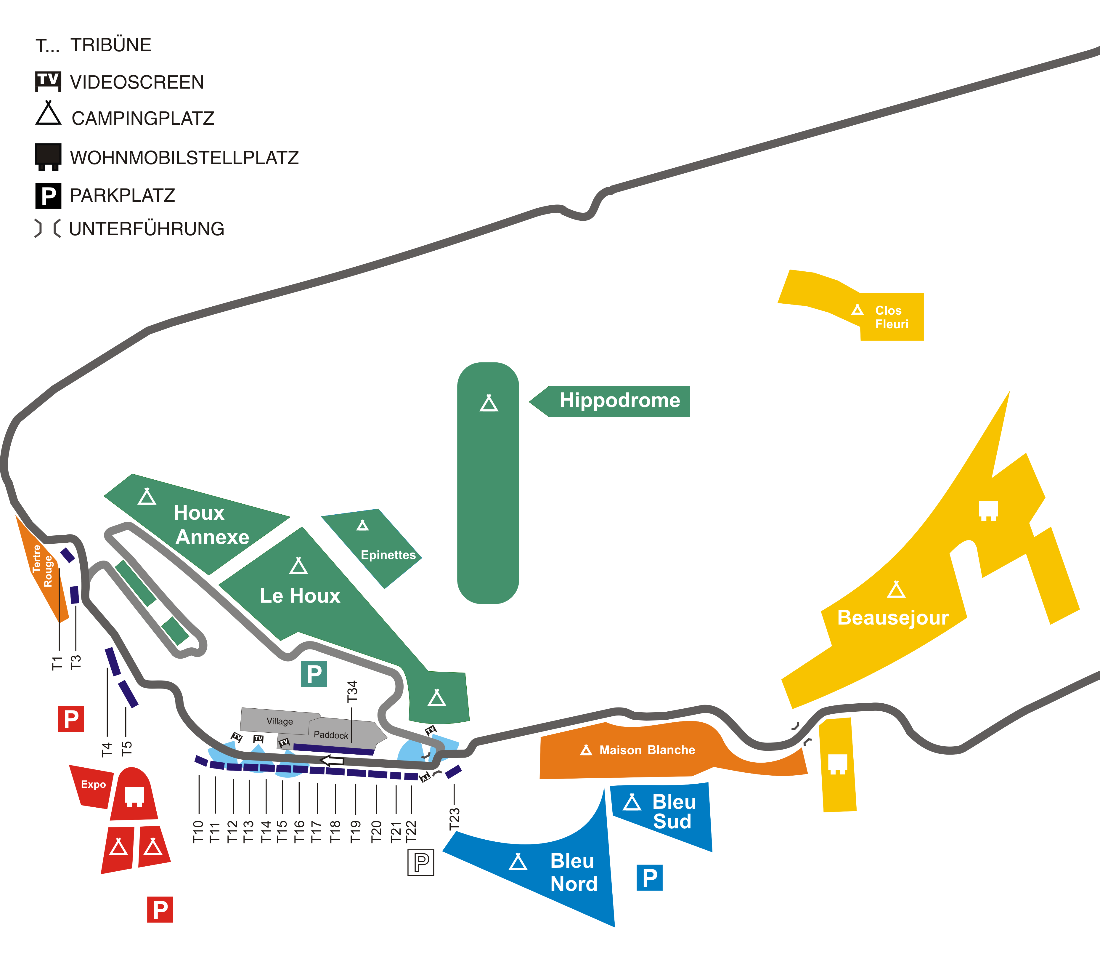 Le Mans Campingplätze Plan